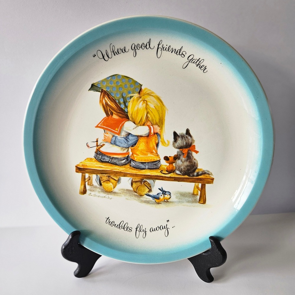 Vtg American Greetings Gigi Collectors Edition Plate - 1972- Good Friends Gather